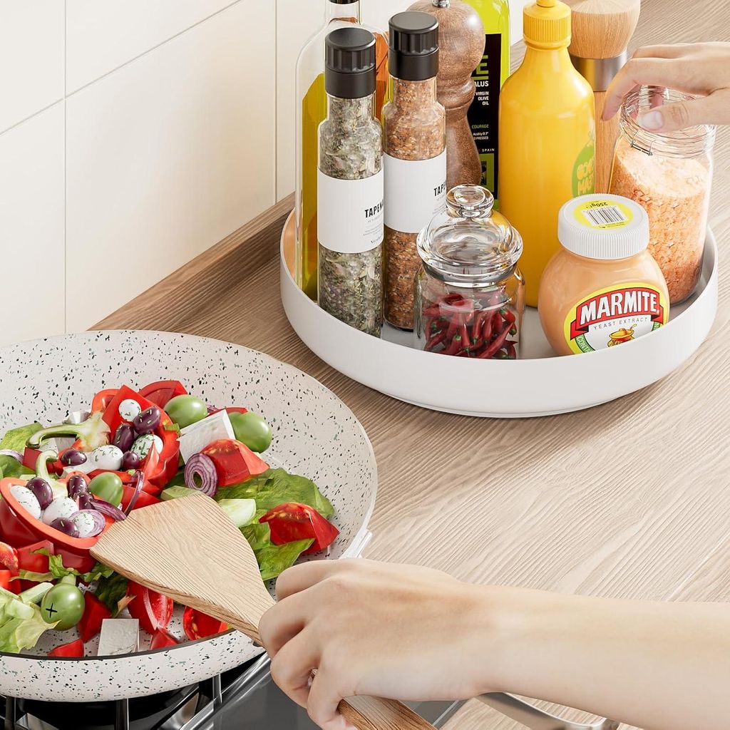 Lazy Susan Kräuterregal - 360 Grad drehbar - 28 cm - weiß - Metall