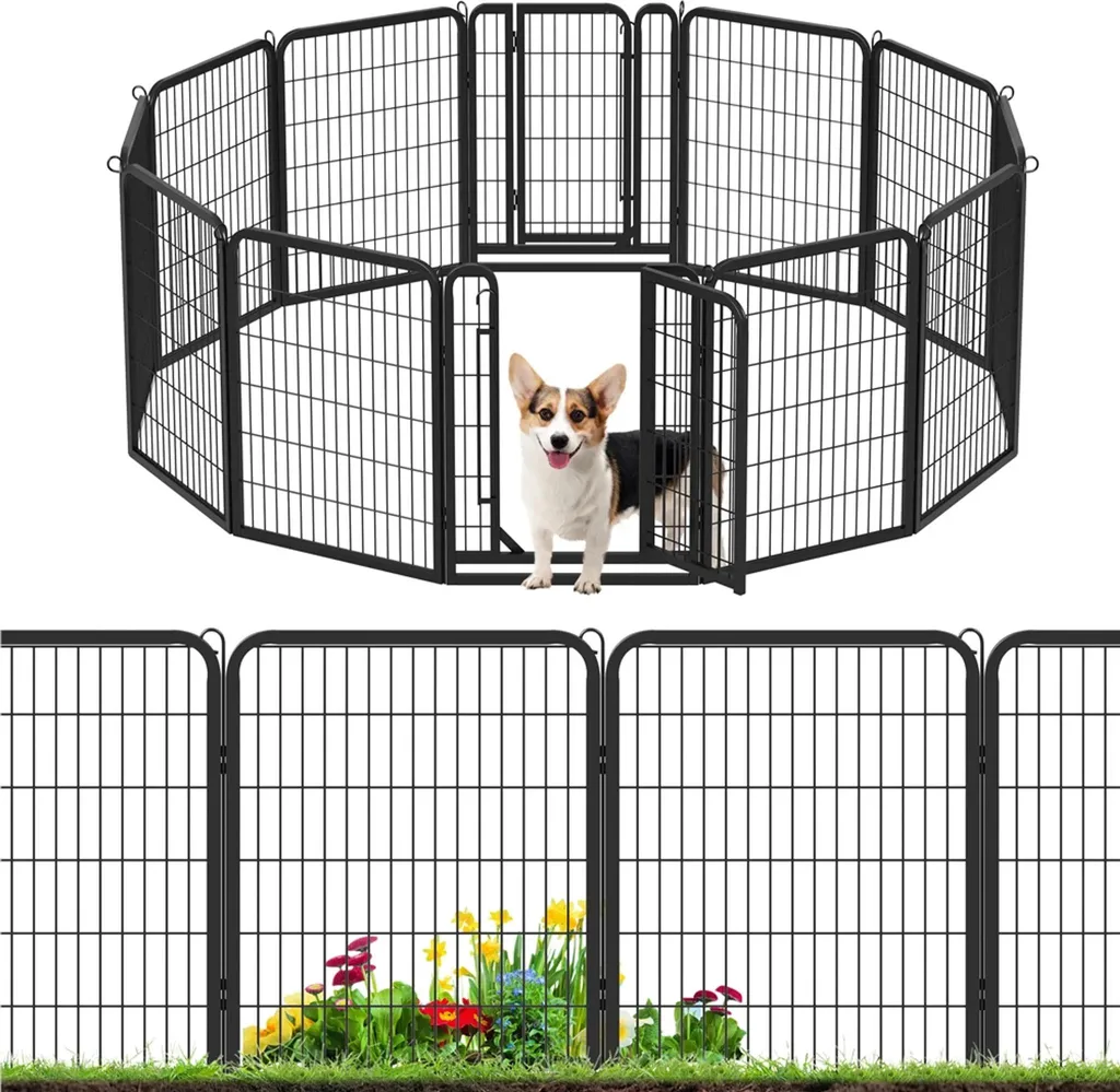 Box da Esterno 614023 Nero Pieghevole Altezza 80 cm | Recinto per Cani - 1