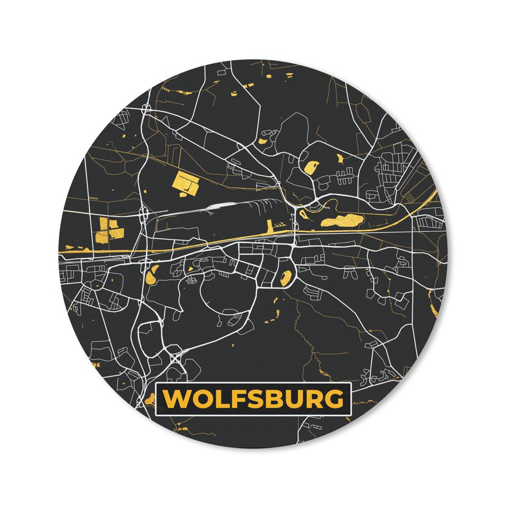 MuchoWow Mauspad Mousepad Stadtplan - Deutschland - Gold - Wolfsburg - Karte 40x40 cm - Mousepads - Maus Mat - Pad - Mausunterlage - Schreibtisch...