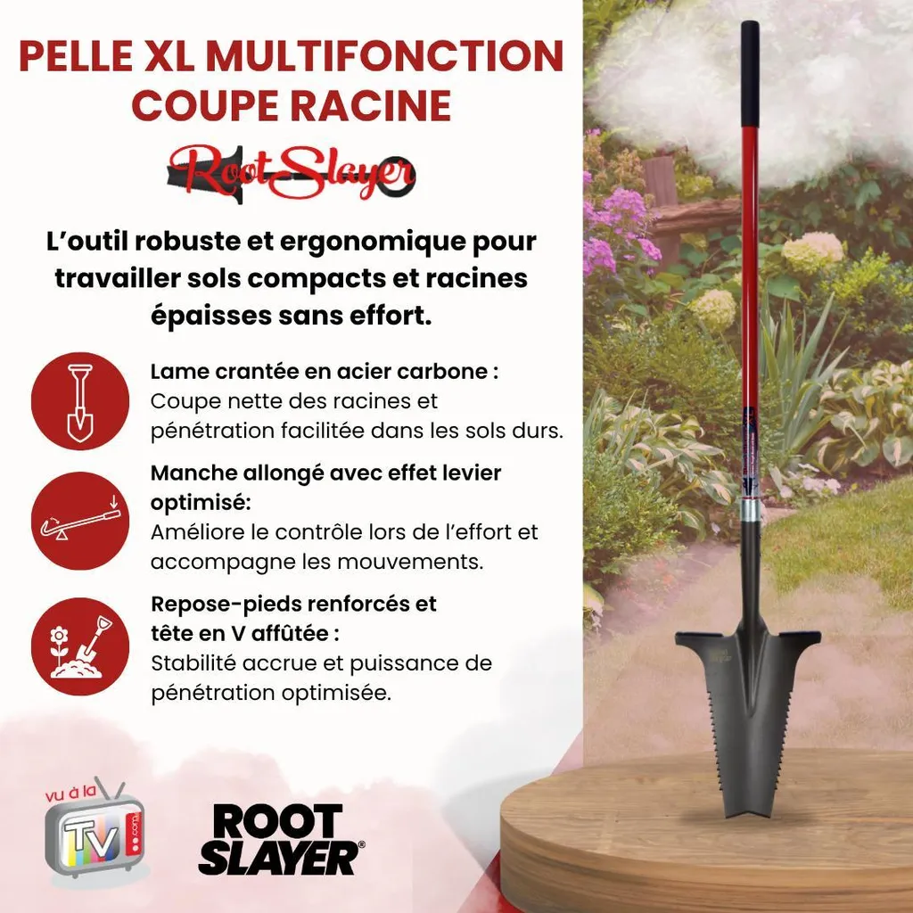 Bêche de jardinage XL Root Slayer pour creuser et couper les racines - 9
