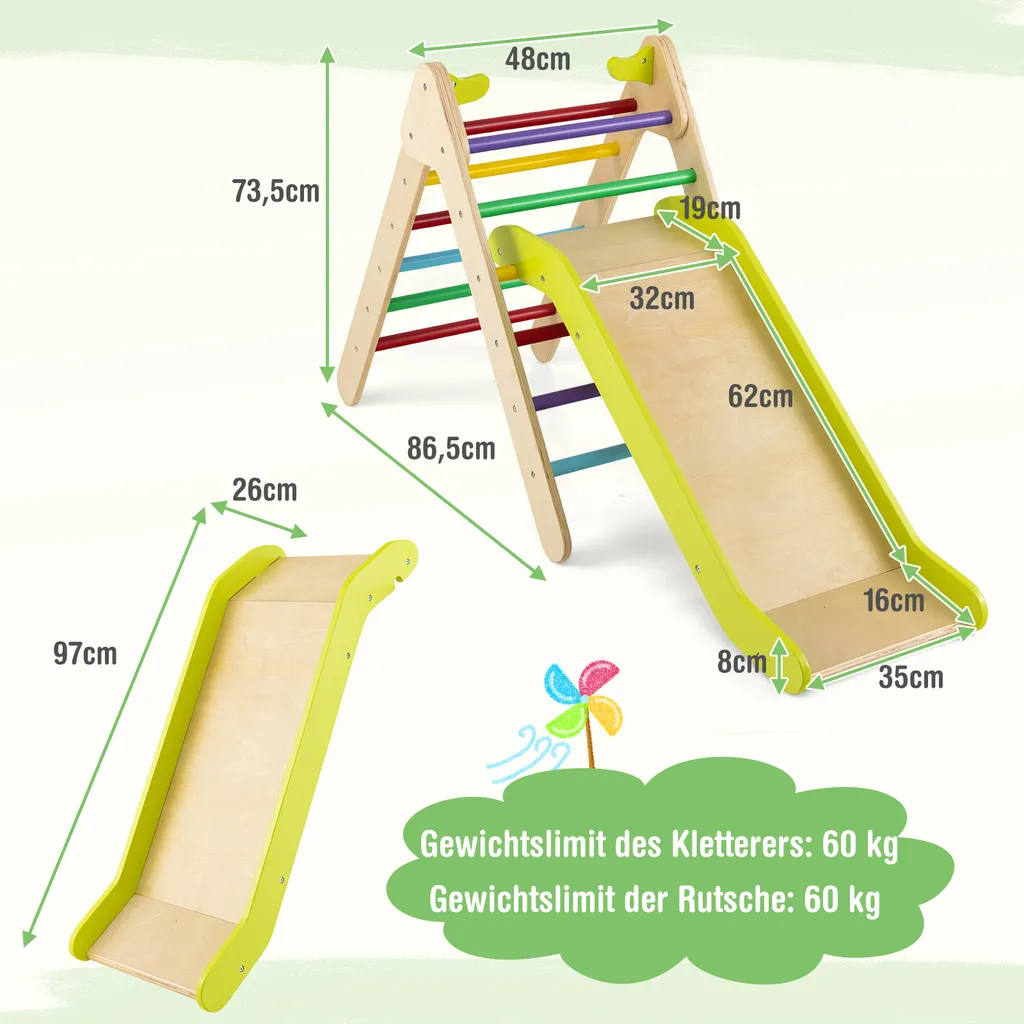 Triangle d'Escalade Bébé avec Toboggan : Jeu de Motricité Stable et Sûr