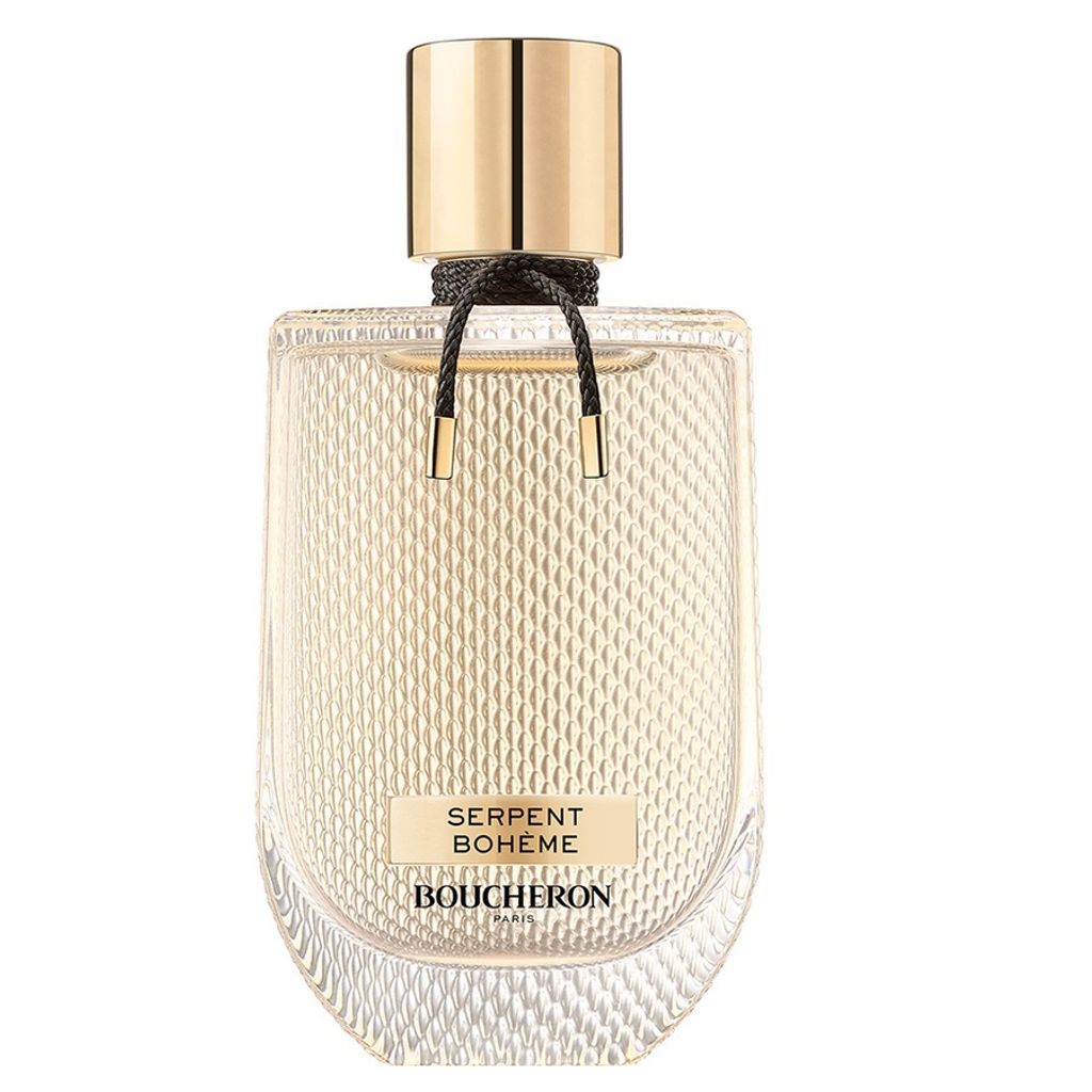 A Boucheron Serpent Bohéme Eau de Parfum bottle is shown against a white background.