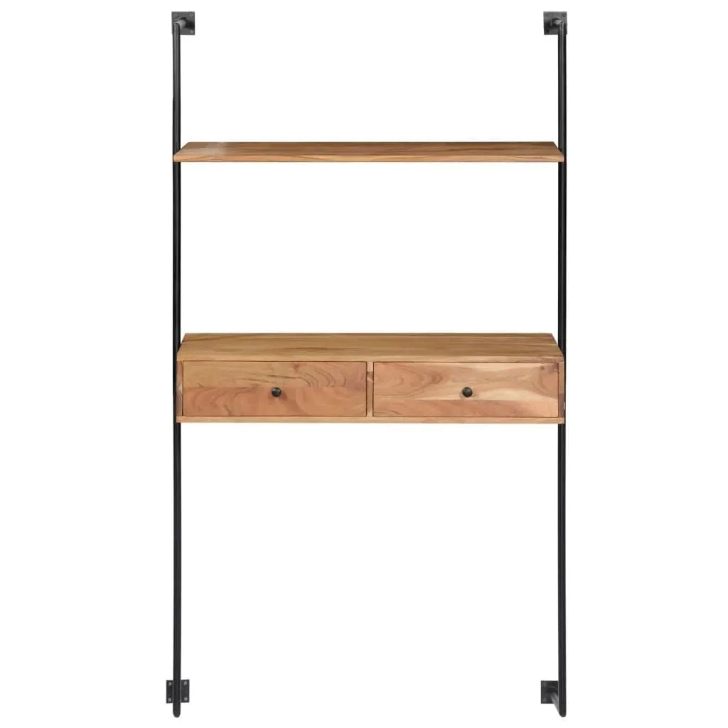 vidaXL Bureau mural 90x40x170 cm en bois massif d'acacia - Bureau Suspendu