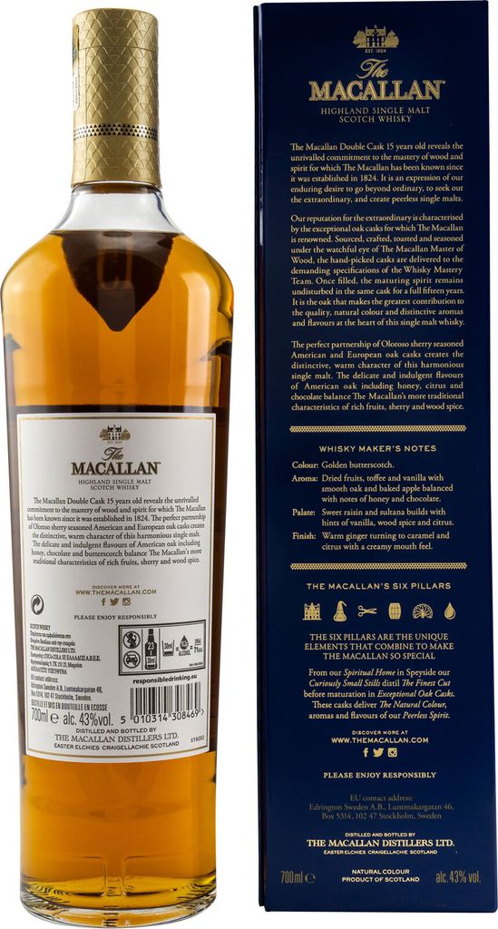 Macallan 15 Years Double Cask + Box 700ml 43% Vol. Whisky