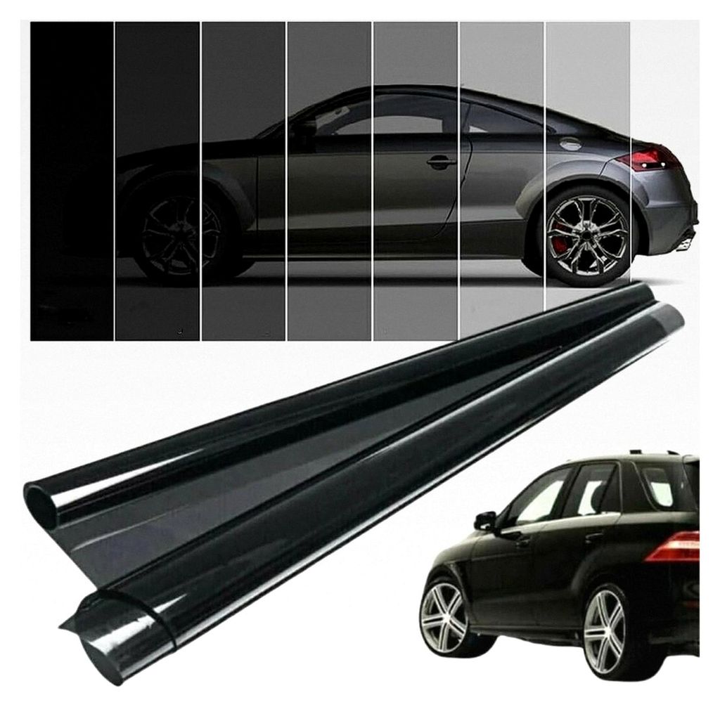 Schwarze Tönungsfolie für Autos, Länge: 305 cm, Breite: 75 cm, Sonnenschutzfolie für Autofenster, UV-Sichtschutz, Verdunklungsfolie für Fenste...