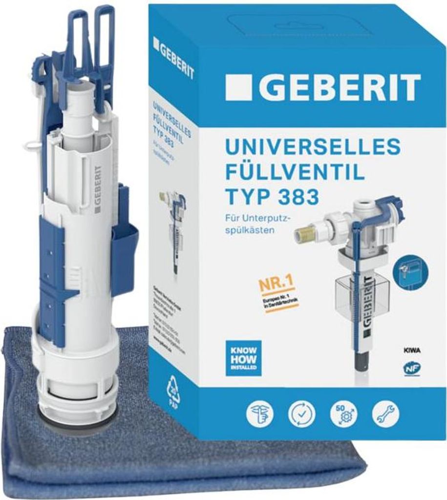 BADfabrik24 Geberit Füllventil Typ 383 für Unterputz Spülkasten, 240.705.00.5 + Geberit Typ 212 Spülventil komplett für Sigma, Delta und UP300...