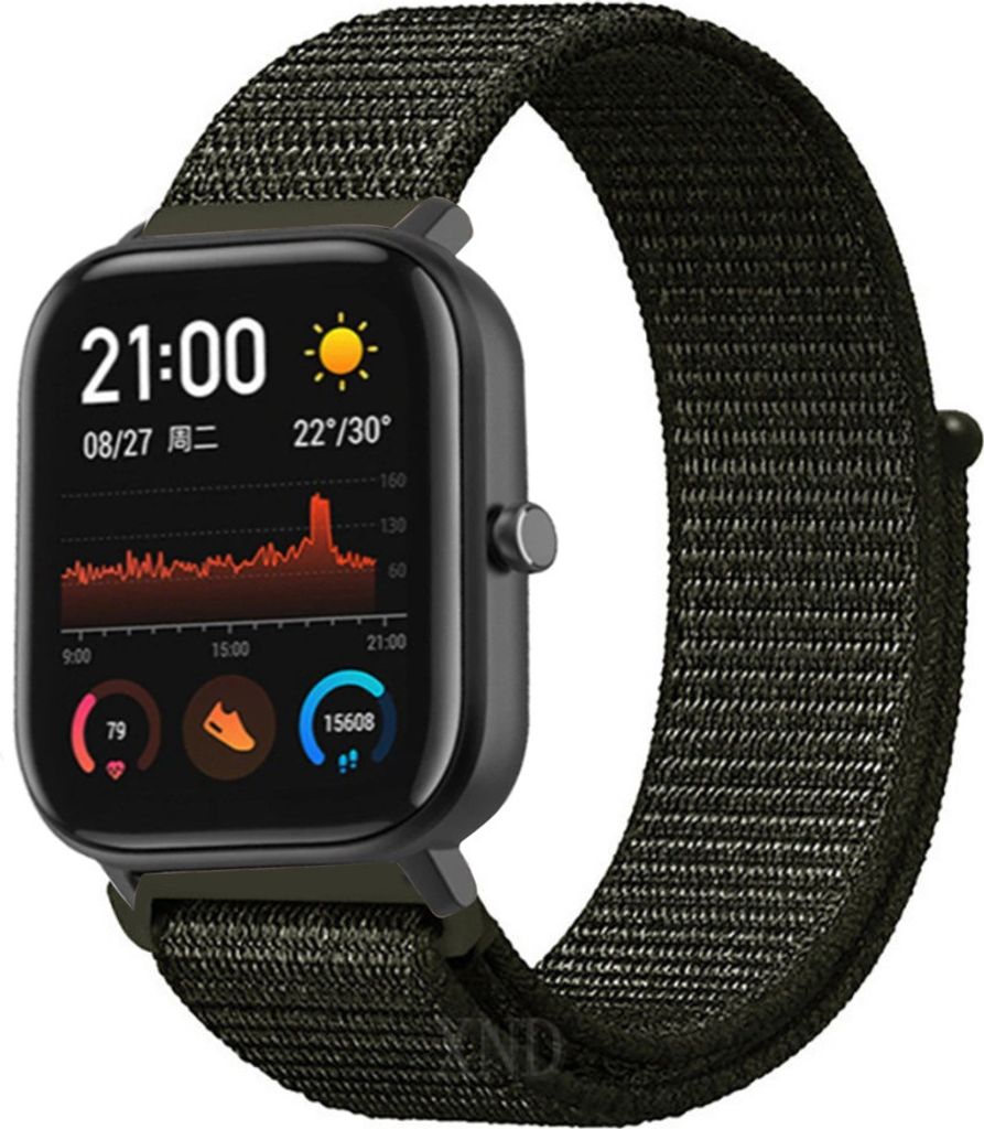 Strap-it Xiaomi Amazfit GTS Nylonarmband (Dunkelgrün)