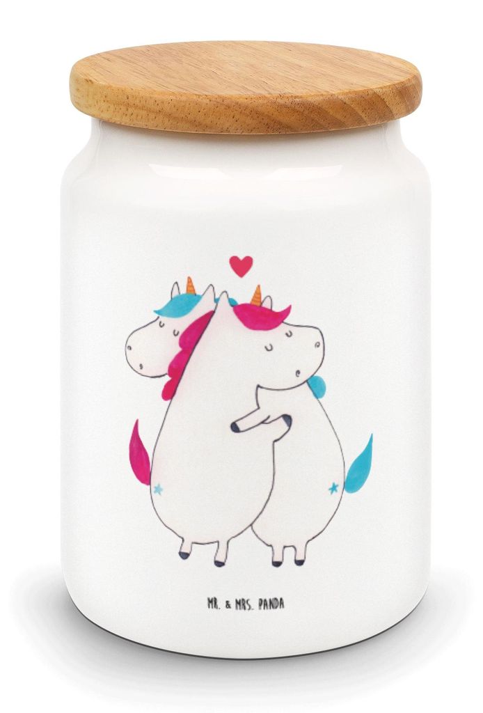 Mr. & Mrs. Panda Lebensmittelbehälter Einhorn Mitteilung - Weiß - Geschenk, Valentinstag, Unicorn, Liebe, Keksdose, müslidose, Kaffeedose, Dose,...