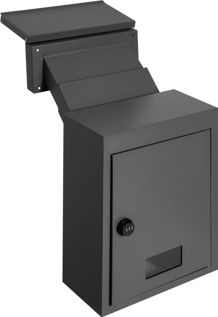 Durch-die-Wand-Briefkasten Schwarz - 31,8 x 16 x 42,3 cm - Briefkasten mit Codeschloss - Wandbriefkasten für sichere Postauflage