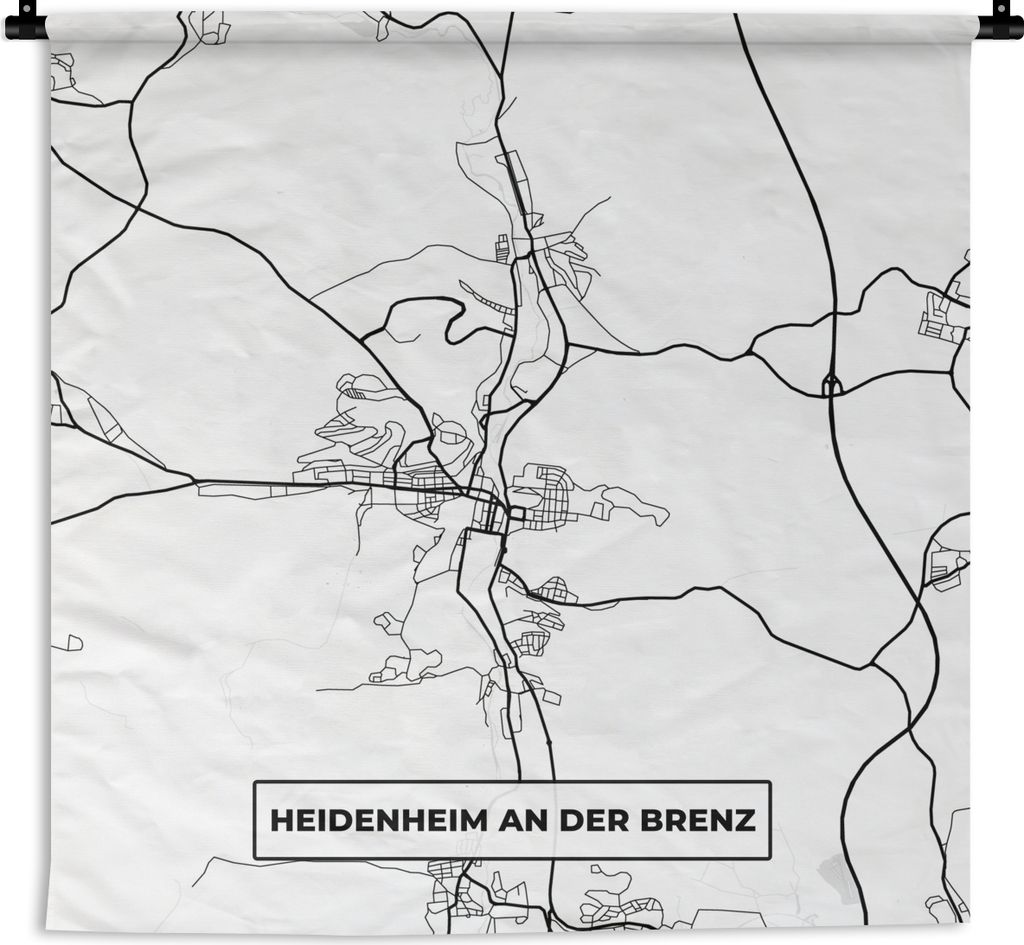 MuchoWow Wandteppich Wandbehang Heidenheim an der Brenz - Karte - Stadtplan 90x90 cm Tapisserie Dekoration Wandtuch - Wandaufhänger