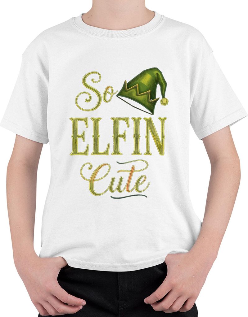 So Elfin Cute Weihnachten Elf Elfe Mütze Kinder Niedlich Lustig Uni Kinder T-Shirt, Weiß, 140