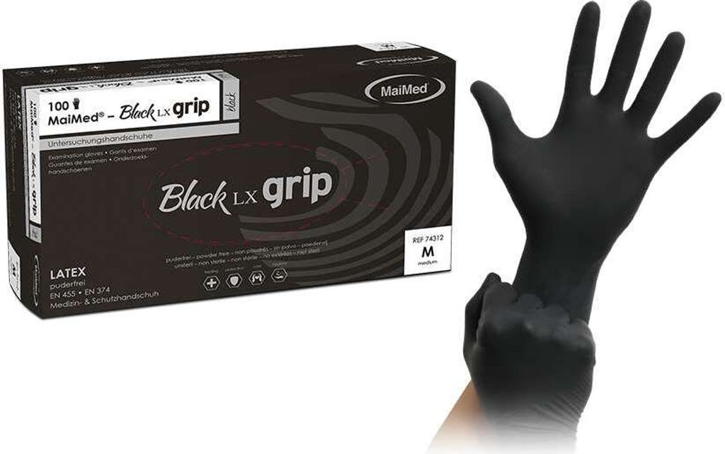 MaiMed Untersuchungshandschuhe Black LX grip puderfrei S Produktbild 2