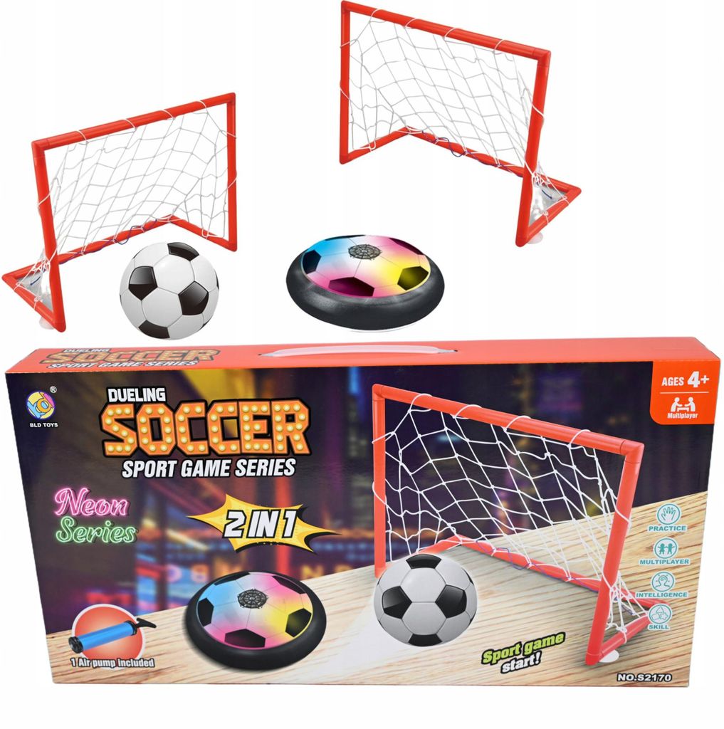 LED Hover Ball Fußball Set - Schwebender Ball mit 2 Toren für sicheren Indoor Spielspaß