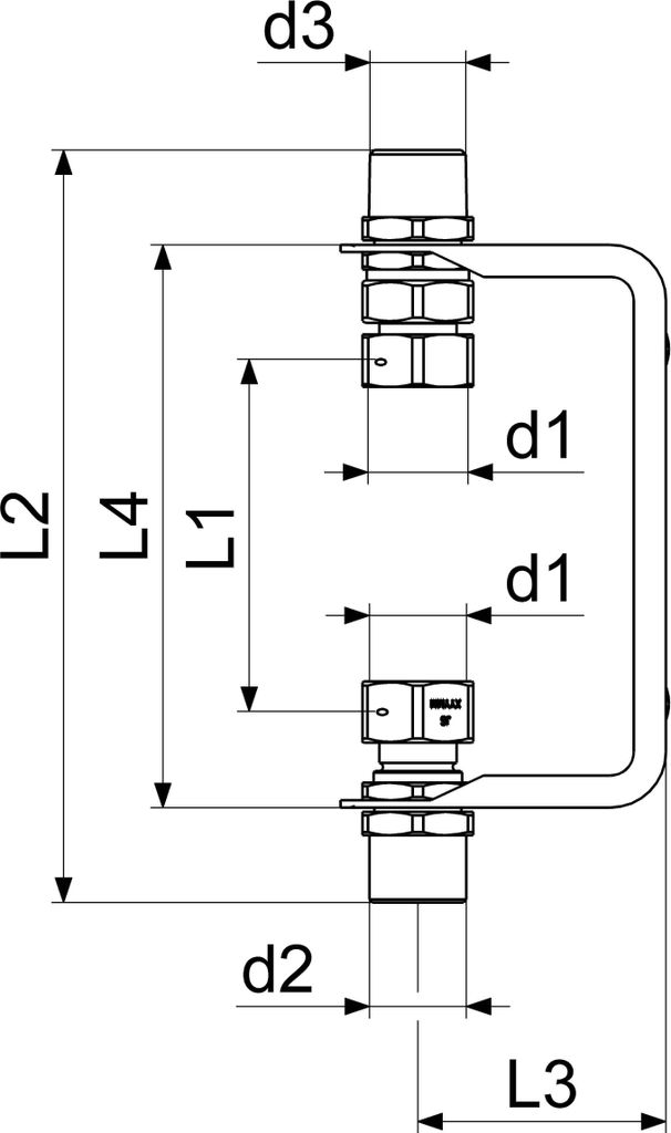 Js Wz-Einbaubuegel, Steigr.,M.vsb Starr,Qn 2,5,11/4"X11/4",Verzinkt