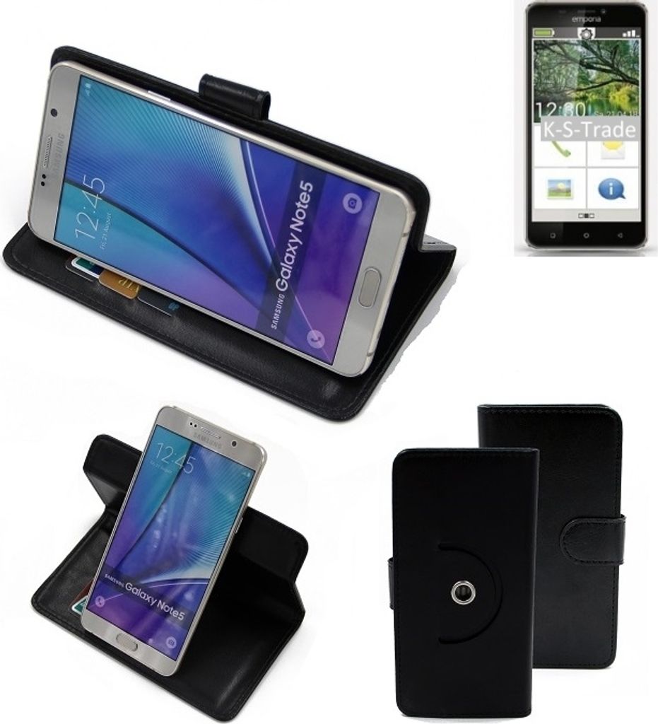 K-S-Trade Case Schutz-Hülle Handy-Hülle kompatibel mit Emporia SMART.2 Flipcase Smartphone Cover Handy Schutz Tasche Bookstyle Walletcase schwarz