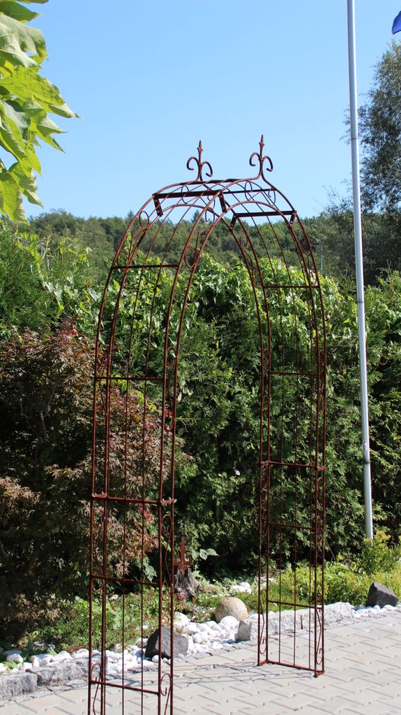 GardenAndPools Rosenbogen Paris Lilie Spitze B-2,40 m Rost Pergola Metallrosenbogen Gartenbogen Rosensäule Rose Arches Arco da Giardino