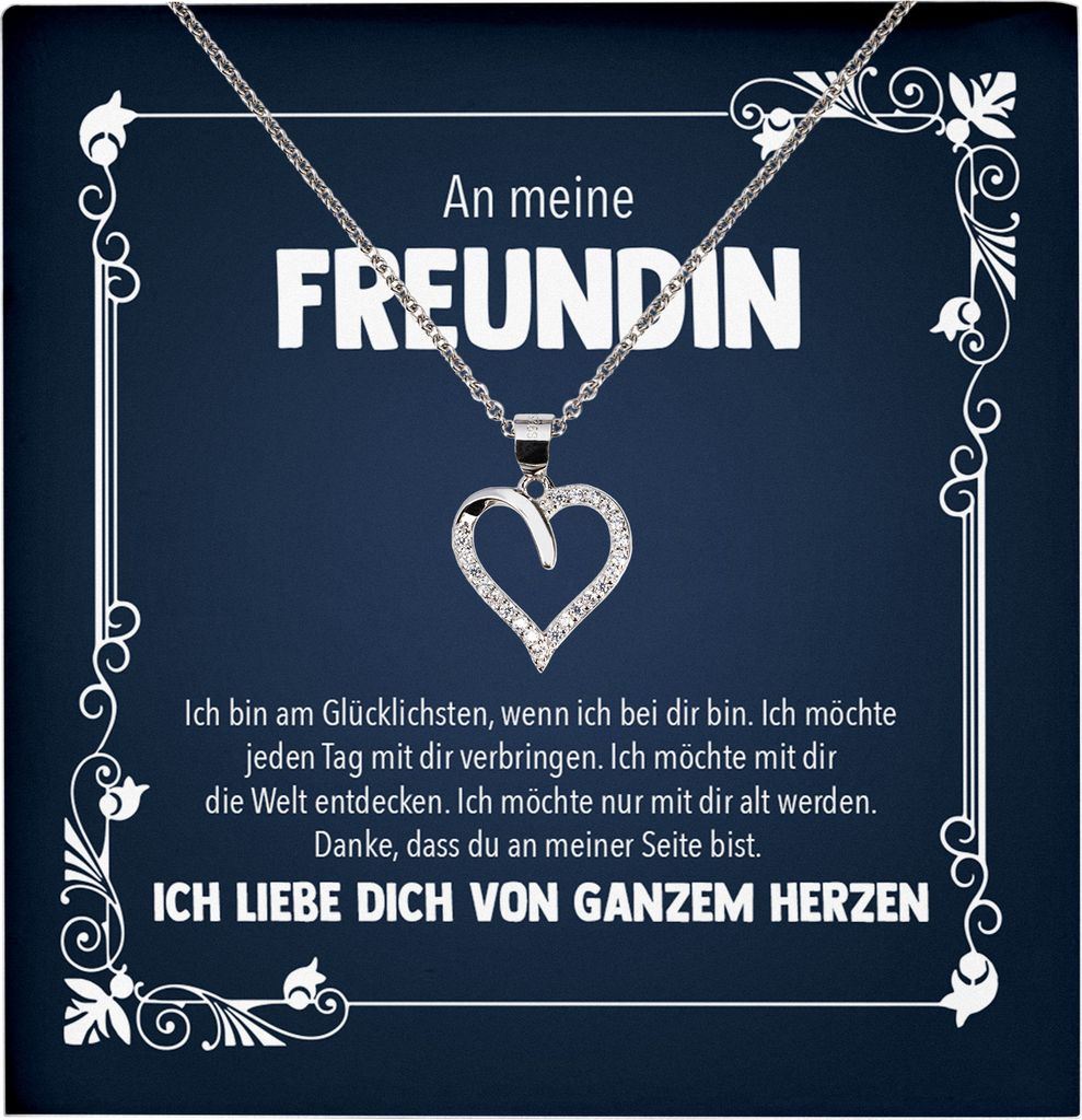 22Feels Echt Silber Halskette - Jahrestag Geschenk Frauen Schmuck Set Freundin Valentinstag Geburtstag Weihnachten - Herz Anhänger, Karte