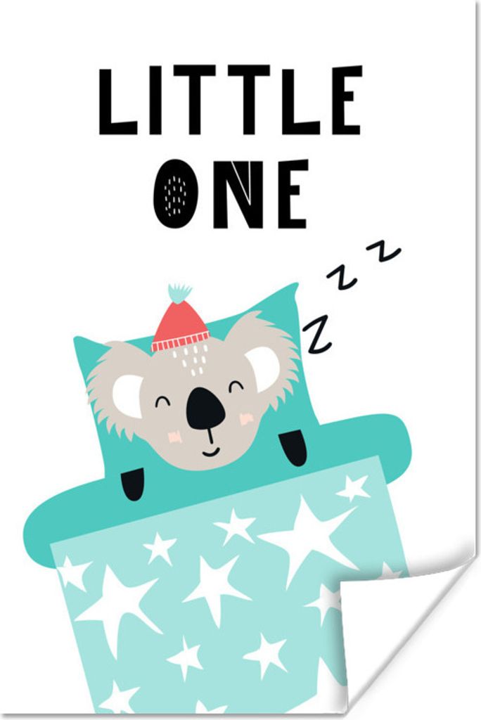 MuchoWow Poster Kinderillustration mit dem Zitat 'Little one' und einem Koala 120x180 cm - Kunstposter