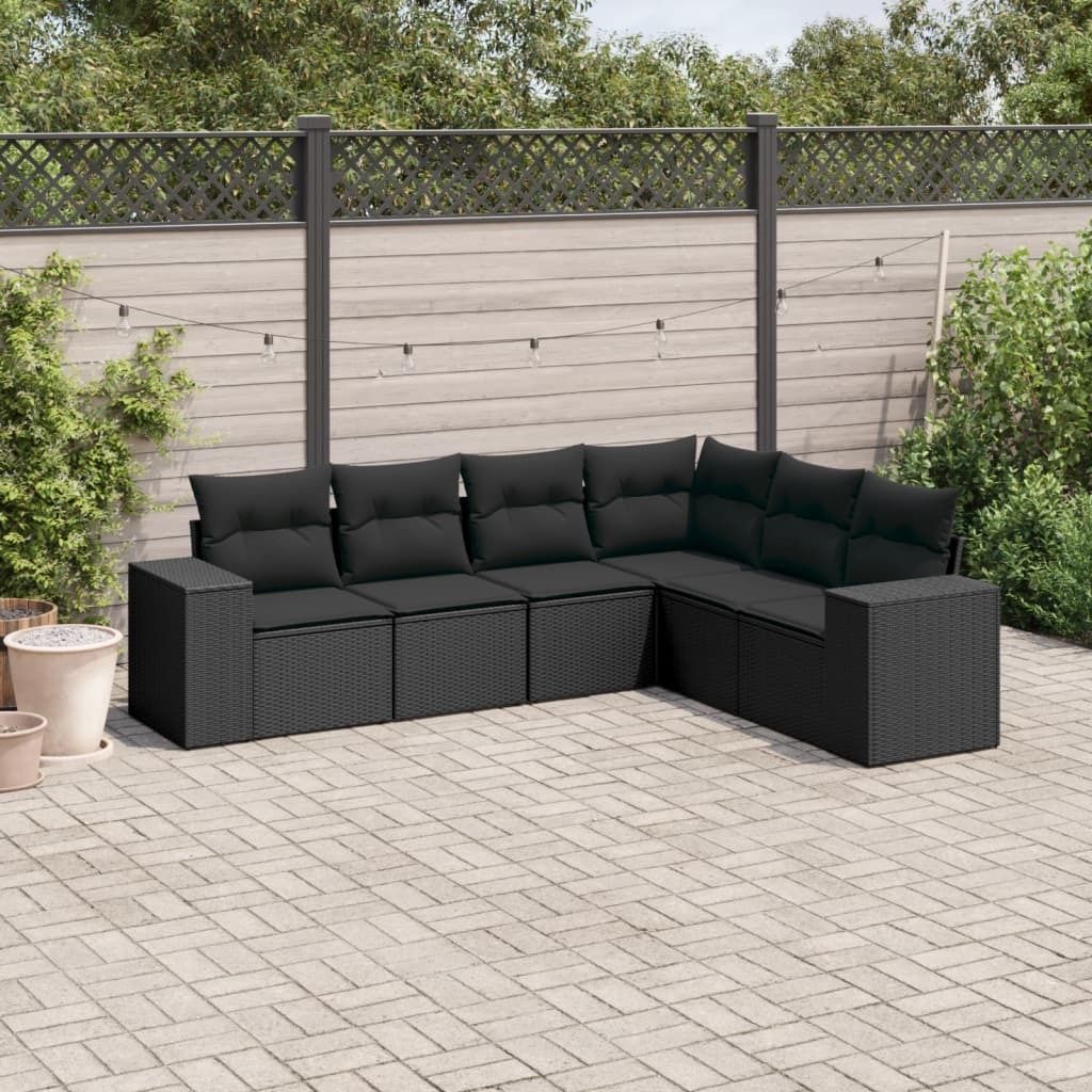 Maison Exclusive - 6-tlg. Garten-Sofagarnitur mit Kissen Schwarz Poly Rattan