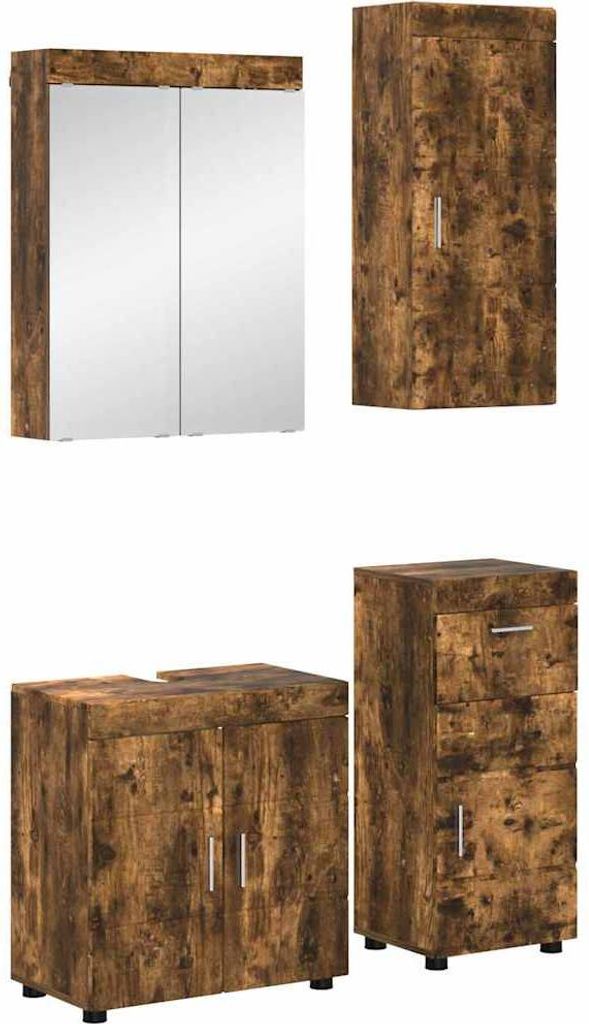 "Schlussverkauf" Badezimmermöbel-Set(Badschrank) - moderne-desgin - TULUM Geräucherte Eiche Holzwerkstoff C9276