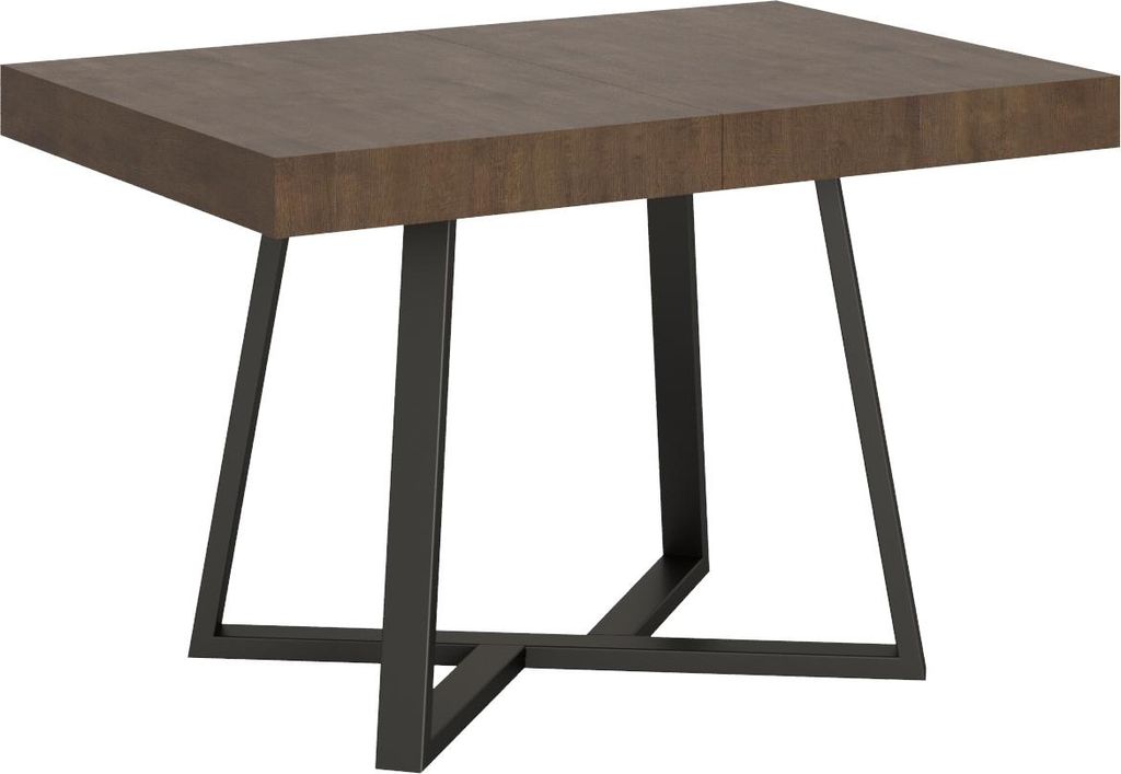 ITYHOME - Ausziehtisch 120/204x80 cm Zeplir Nussbaum Tischbeine Anthrazit