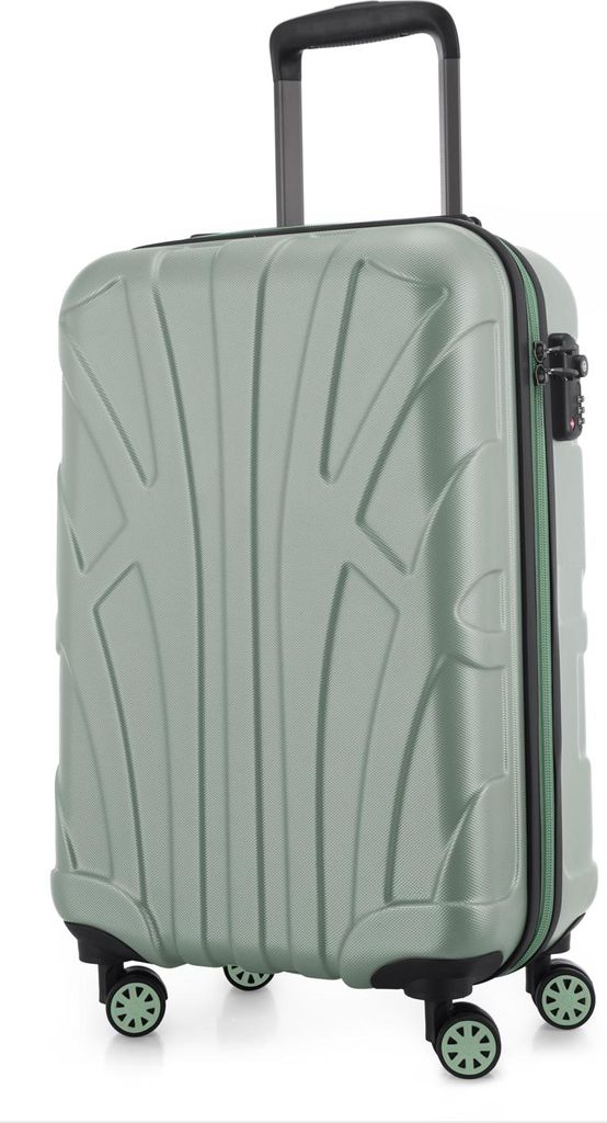 A mint green suitcase on a white background.