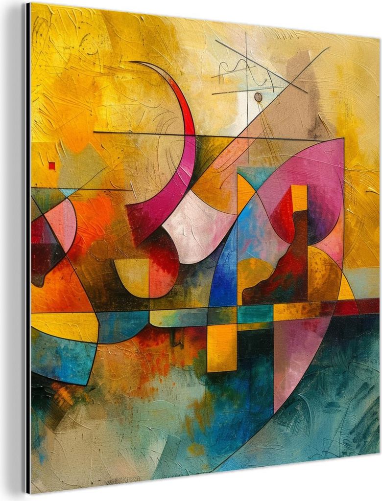 MuchoWow Wanddekoration Metall Metallbild Wandkunst 90x90 cm Kunst - Abstrakt - Ästhetisch - Farbenfroh - Kunst MuchoWow Aluminium Gemälde - Deko...