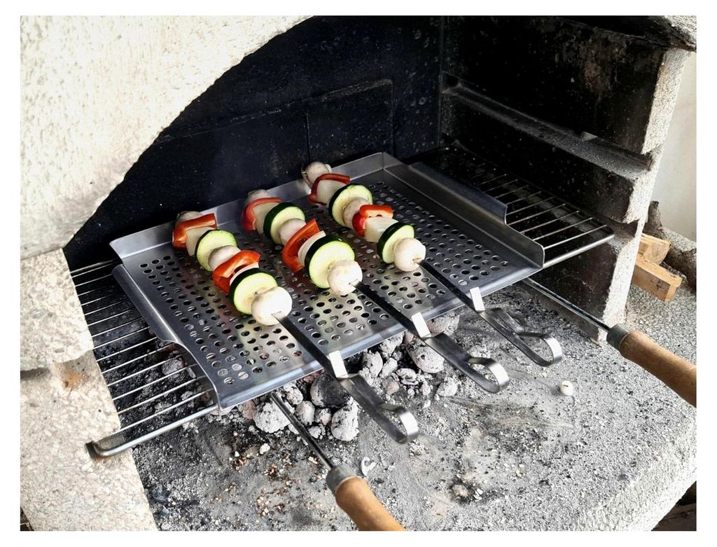 Edelstahl Schaschlikspieße - Robuste Grillspieße - Extra lange Schaschlikspieße 43 cm - Set mit 8 Grillspießen
