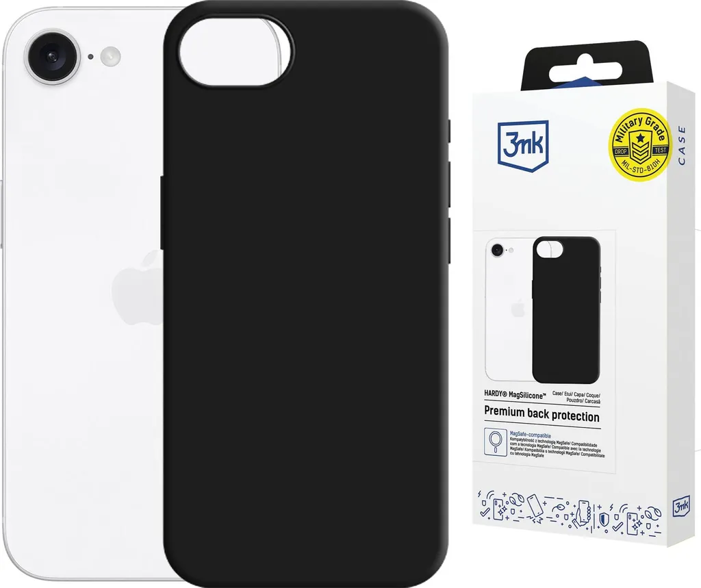 Apple iPhone 16E + 3Mk Hardy Magsilicone Nero - Protezione e Stile