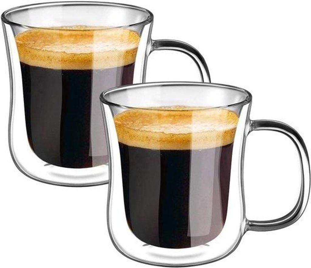 Doppelwandige Espressogläser, 120ml, Borosilikat, Handgebliesen