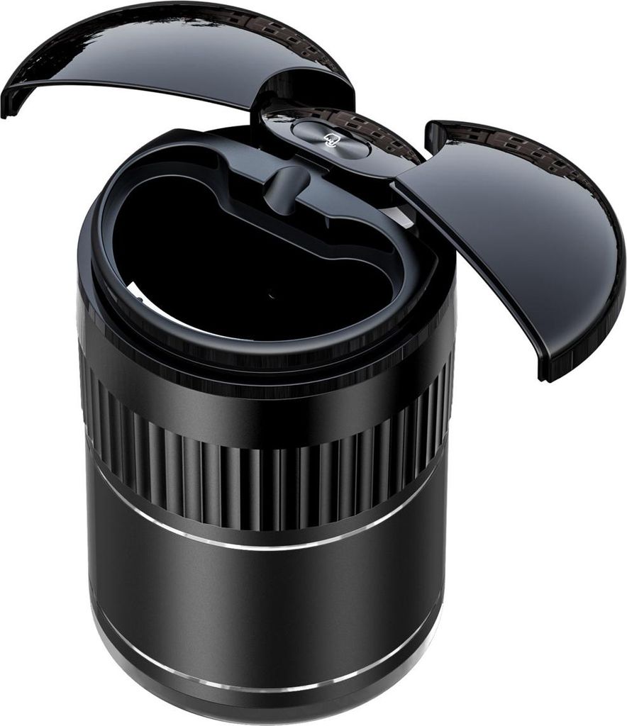 Kreativer Auto-Aschenbecher, Dual-Mode-Automatik-Sensing-Touch-Infrarot-Raucher-Metall-Smart-Aschenbecher mit Abdeckung(Schwarz)