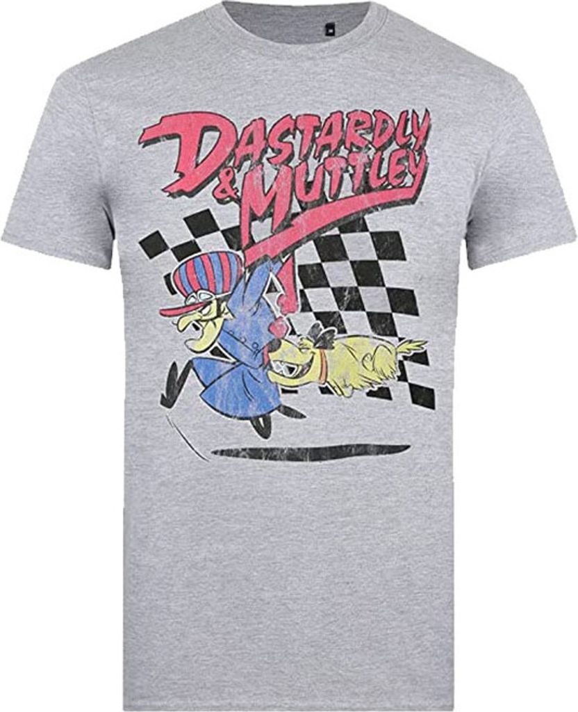Wacky Races - "Dastardly & Muttley" T-Shirt für Herren TV1049 (L) (Grau)