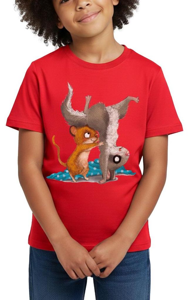 Spreadshirt Der Kleine Siebenschläfer Und Die Kleine Maus Kinder T-Shirt, 122/128 (7-8 Jahre), Rot