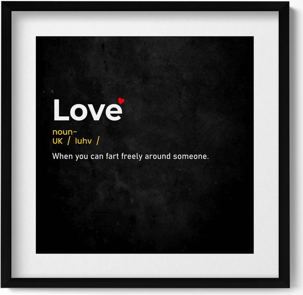 Kreative Definition von Liebe– Wandbild mit Rahmen – Gerahmtes Bild – Wanddekoration – 50x50 cm – Schwarz Rahmen