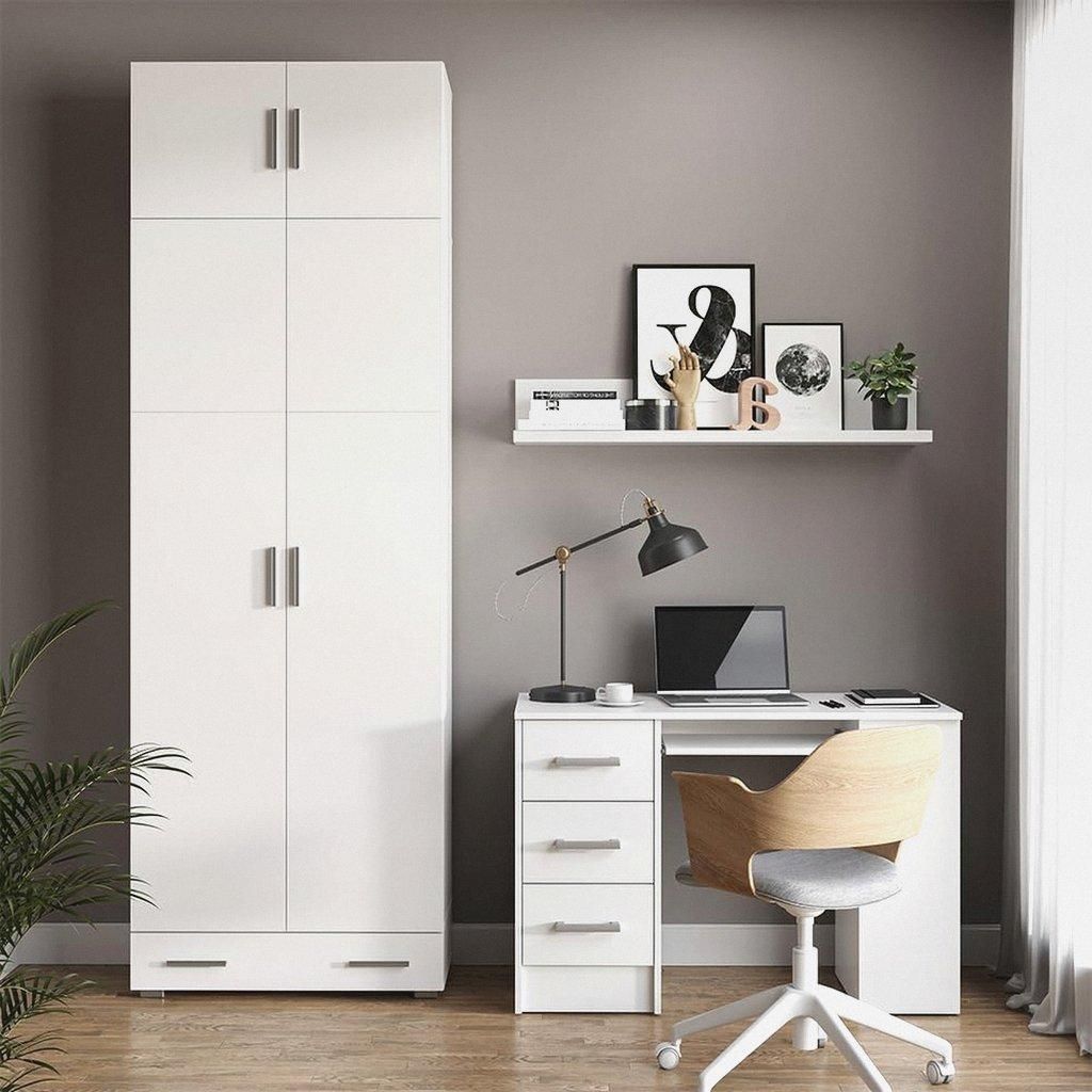 Aktenschrank Frank, Weiß, 80 x 240 cm mit Schrankaufsatz und Schublade