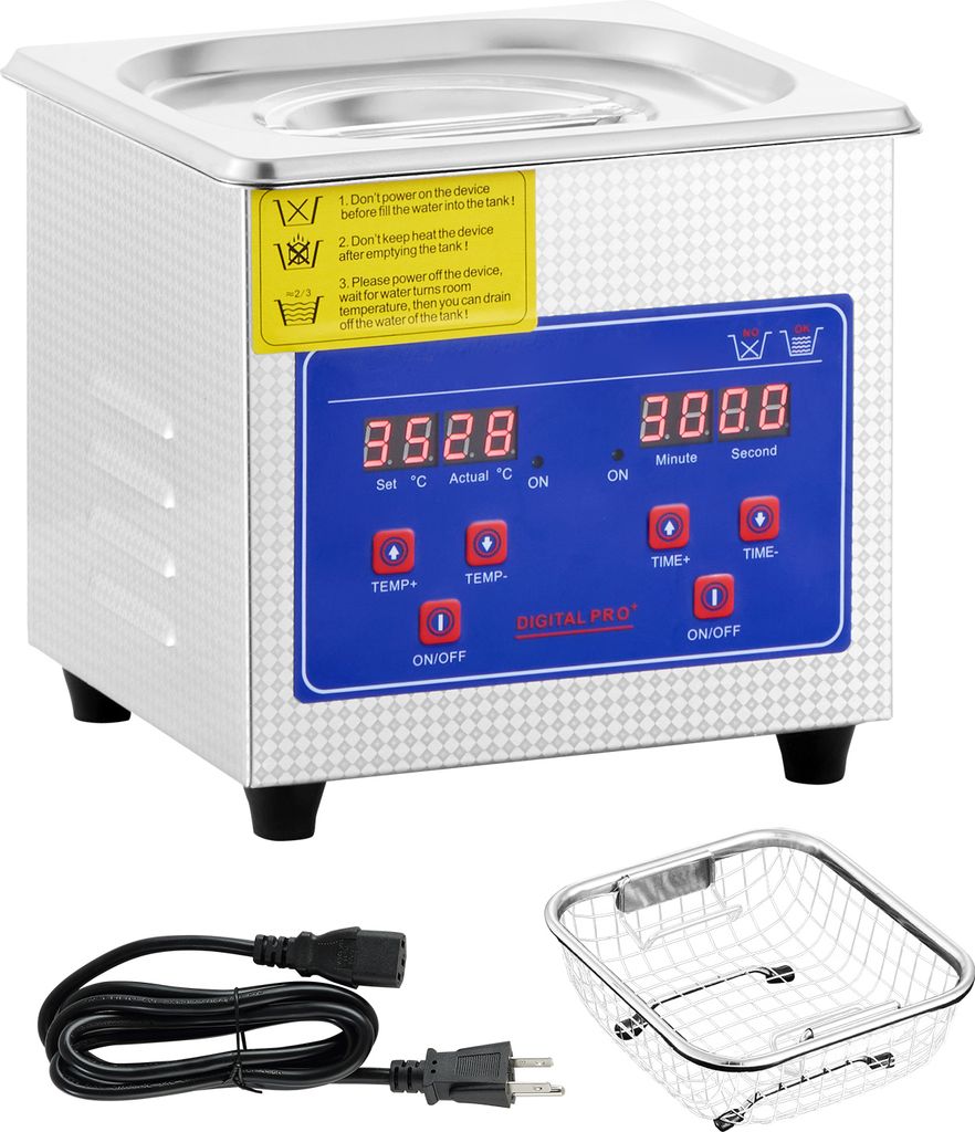 SucceBuy Professional Ultraschallreiniger 0.3L Schmuckreiniger Digital Timer Heizung Edelstahl 40kHz für Brillen Uhren Ringe Kleinteile