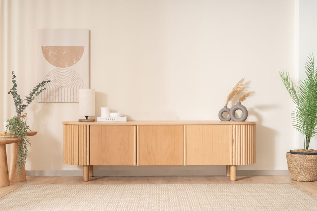 Skye Decor, Lugias - Beech, TV-Ständer, Buche, 100 % MDF, 180 x 40 x 50 cm