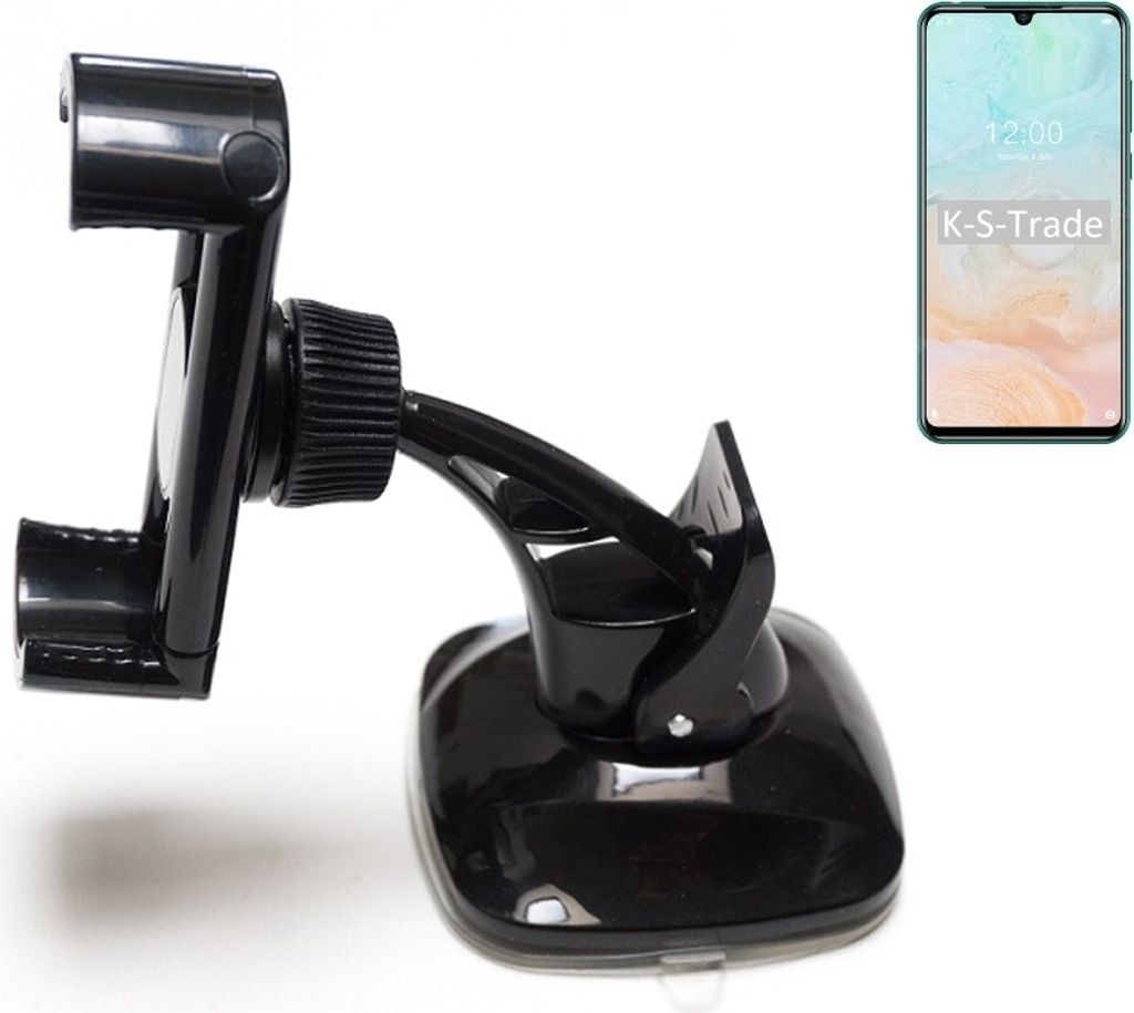 K-S-Trade kompakte Handy-Halterung Windschutzscheibe kompatibel mit Doogee N20 Pro Armaturenbrett schwarz Autohalterung KFZ Halter Scheiben-Halterung