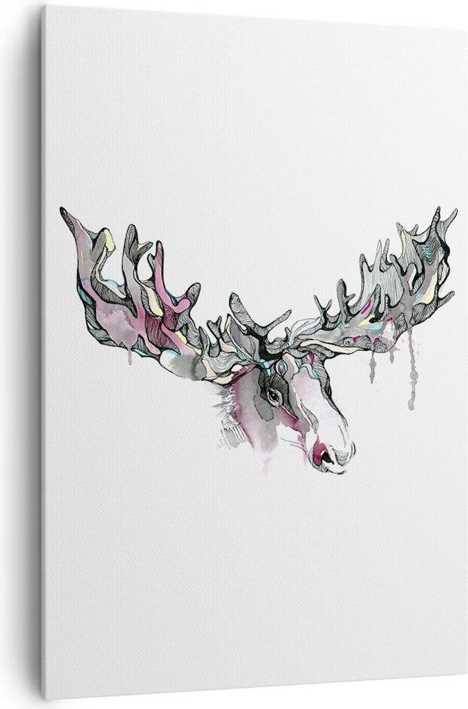 Bild auf Leinwand - Leinwandbild - Einteilig - Moose Bunt Kopf Abbildung - 70x100cm - Wand Bild - Wanddeko - Wandbilder - Leinwanddruck - Wanddekor...