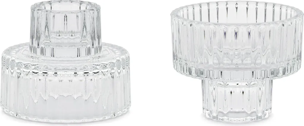 4 Porte-bougies en verre 2 en 1 pour décoration de table et mariage