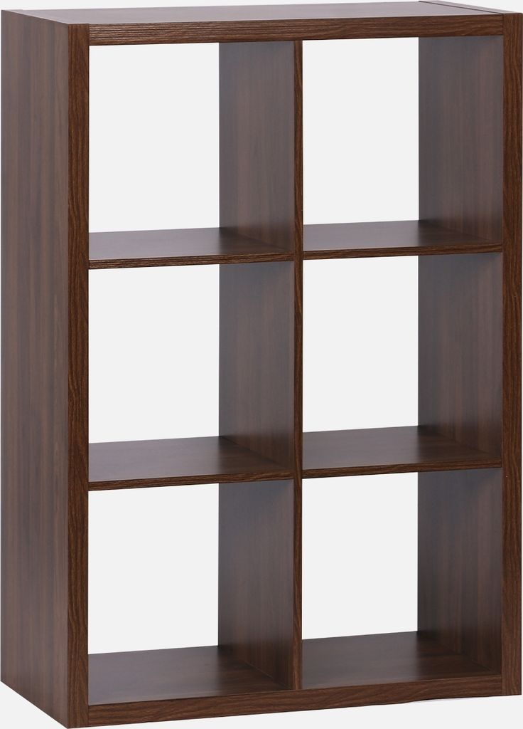 sweeek - Bücherregal Holzoptik 2 Ebenen 6 Stauräume - Produktbild 