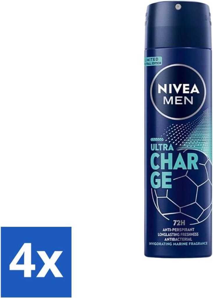 Nivea - Men - Deodorant - Spray - Ultra Charge - 150 ml - Vorteilspack - 4 Stücke