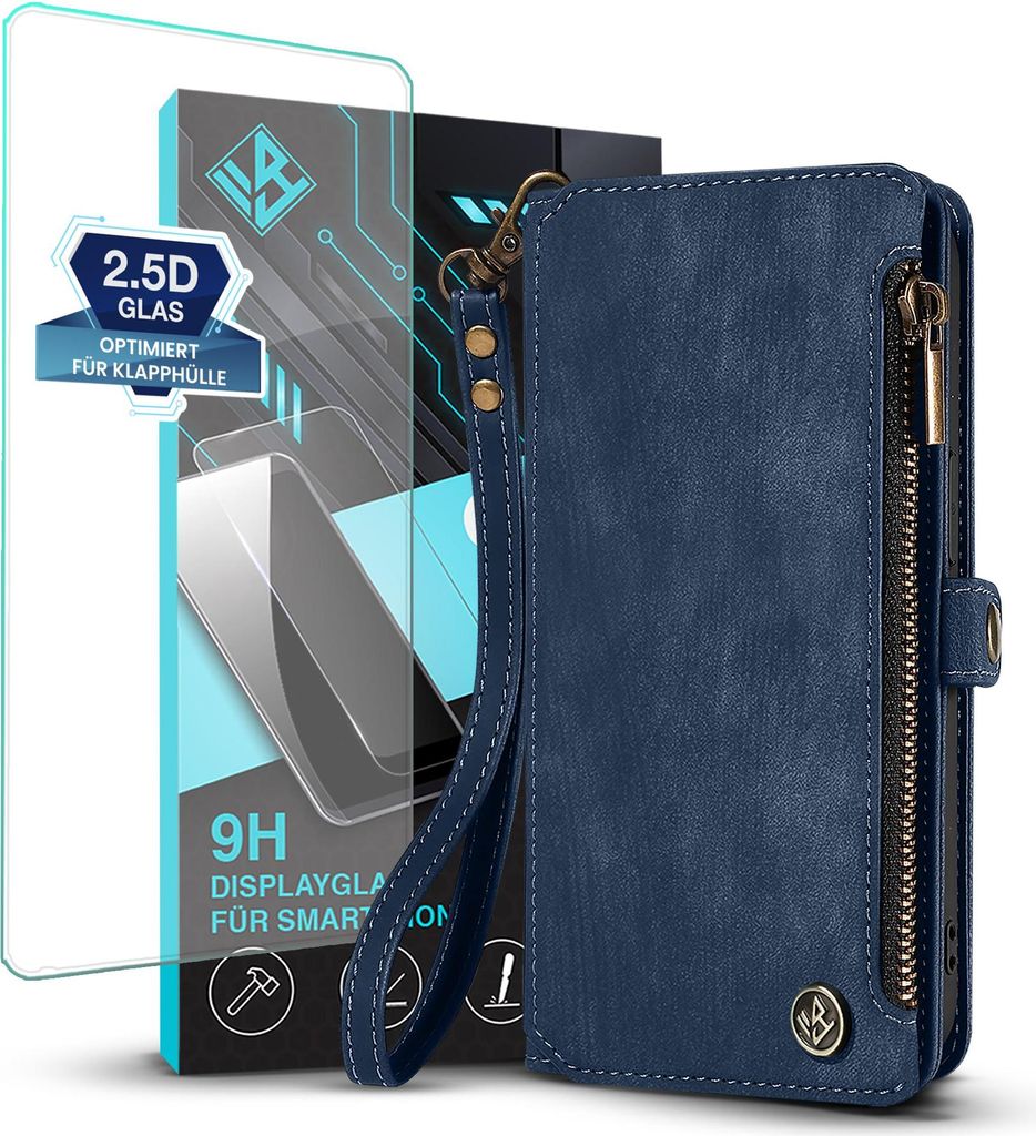 Handy Hülle für Samsung Galaxy A26 5G Geldbeutel Geldbörse RFID Schutz Klapphülle Cover Schutzhülle Wallet mit 9H Displayglas Displayschutz Fa...