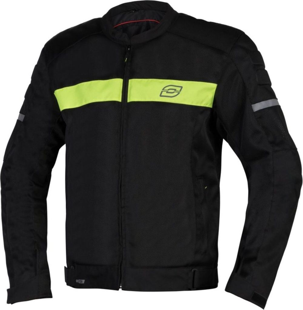 Motorradjacke Dart Schwarz/Fluo Gelb aus MaxTex 300D mit Rückenprotektortasche und Mesh-Belüftung