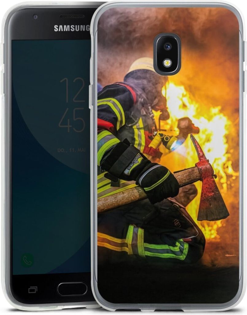 DeinDesign Handyhülle für Samsung Galaxy J3 Duos (2017) Silikon Hülle Case Smartphone Schutzhülle Feuer Feuerwehr Lebensretter
