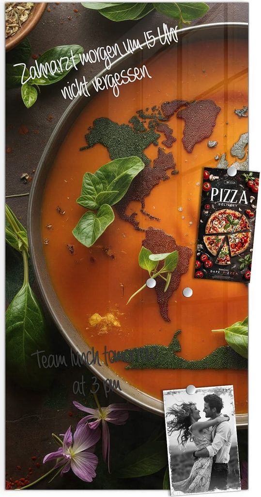 Magnettafel 50x100cm Pinnwand Whiteboard beschreibbar - Weltkarte Suppe