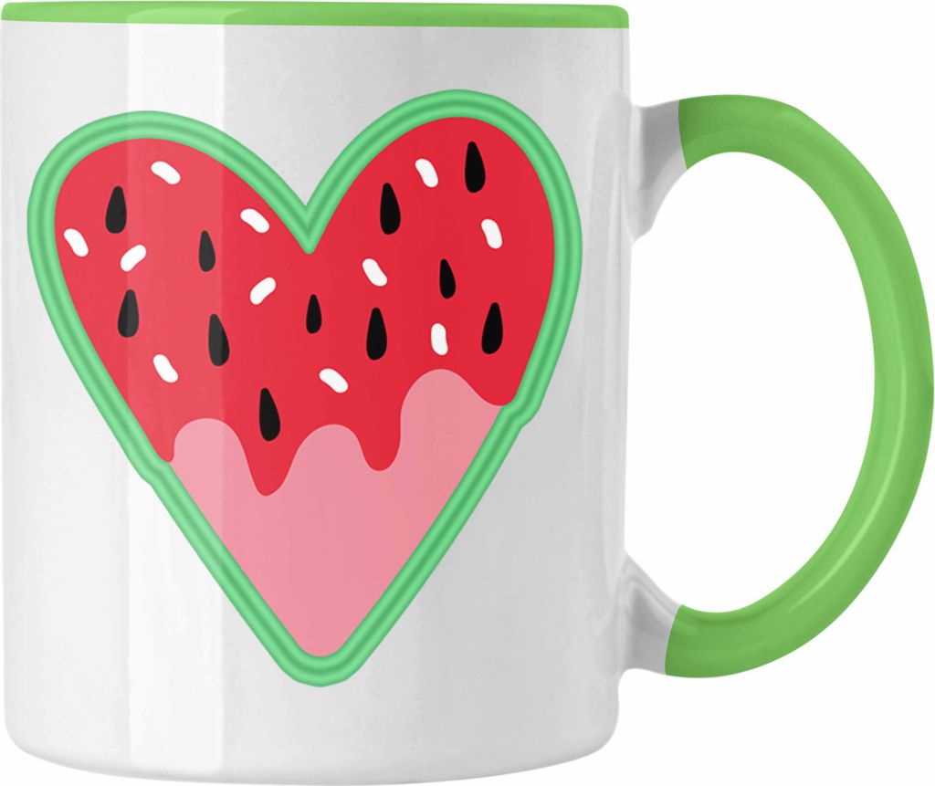 Trendation - Melone Grafik Tasse Geschenk Sommer Geschenkidee Melonen-Liebhaber Herz (Grün)