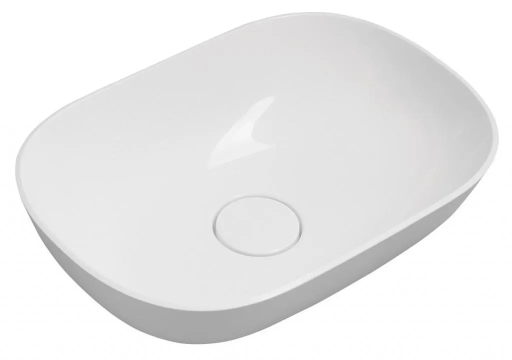 Lavabo fonte de marbre ERIDAN blanc 50x35cm avec cache-siphon amovible