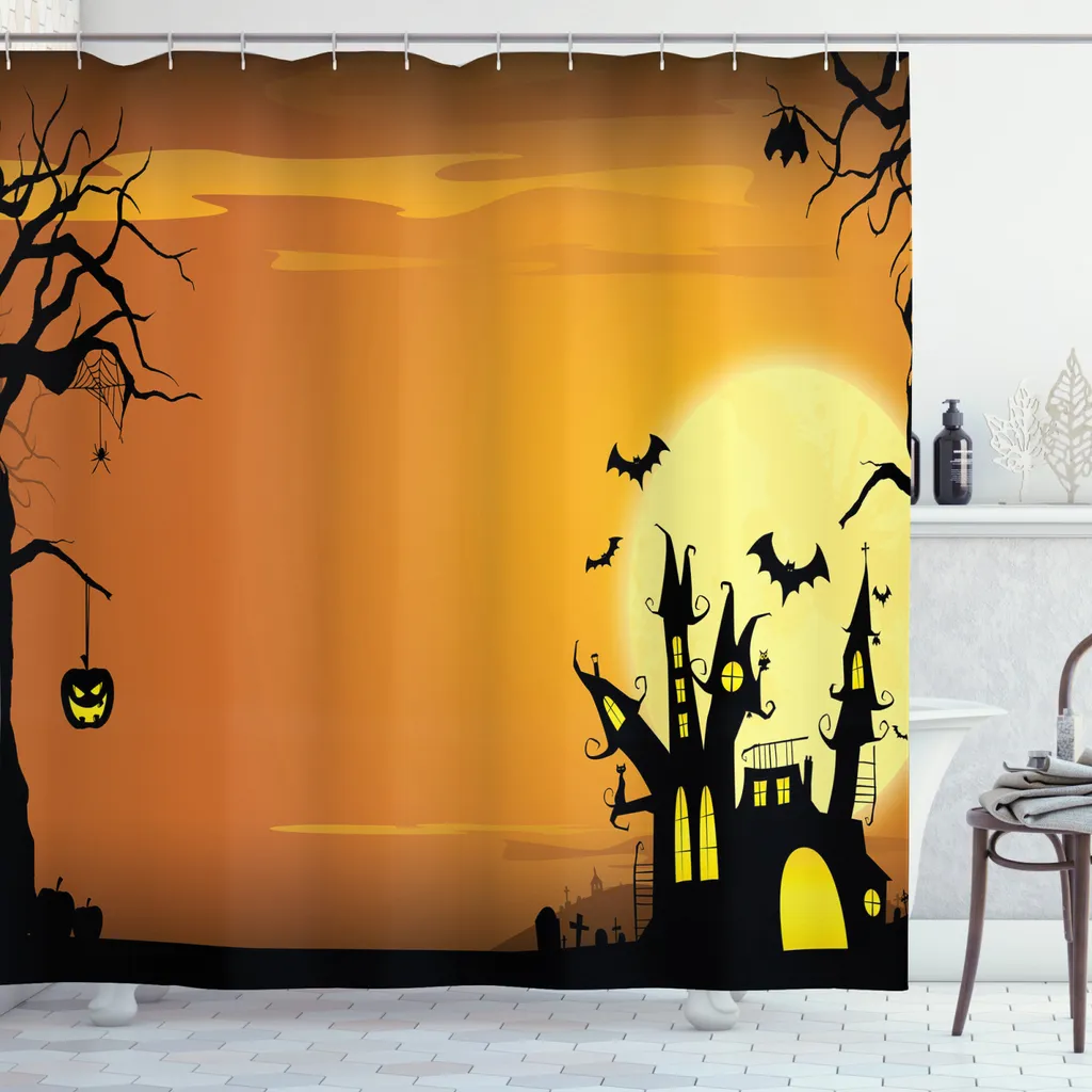 Tenda Doccia Halloween ABAKUHAUS Teal/Orange 175x200 - Must Have!