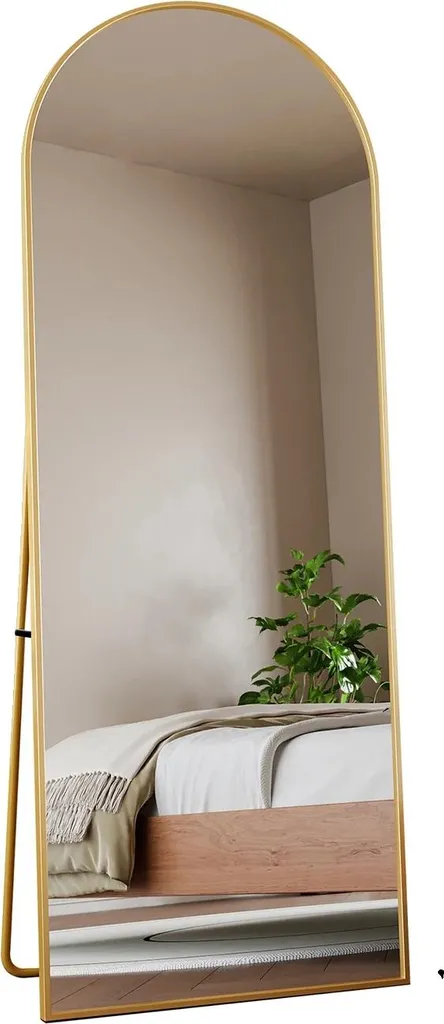 Miroir pleine longueur sur pied doré, style arche moderne 160 cm de haut